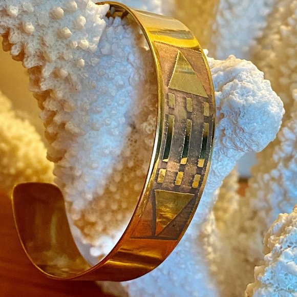 Vintage Copper and Brass Tone Cuff Bracelet - Picture 1 of 5